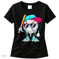 Cool Baseball Life Style Ice Cream Melting Drip Graphic Women's T-Shirt thumb 0