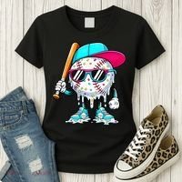 Cool Baseball Life Style Ice Cream Melting Drip Graphic Women's T-Shirt thumb 3