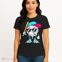 Cool Baseball Life Style Ice Cream Melting Drip Graphic Women's T-Shirt thumb 4