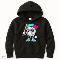 Cool Baseball Life Style Ice Cream Melting Drip Graphic Kids Hoodie thumb 0