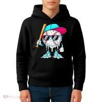 Cool Baseball Life Style Ice Cream Melting Drip Graphic Kids Hoodie thumb 4