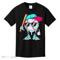 Cool Baseball Life Style Ice Cream Melting Drip Graphic Kids T-Shirt thumb 0