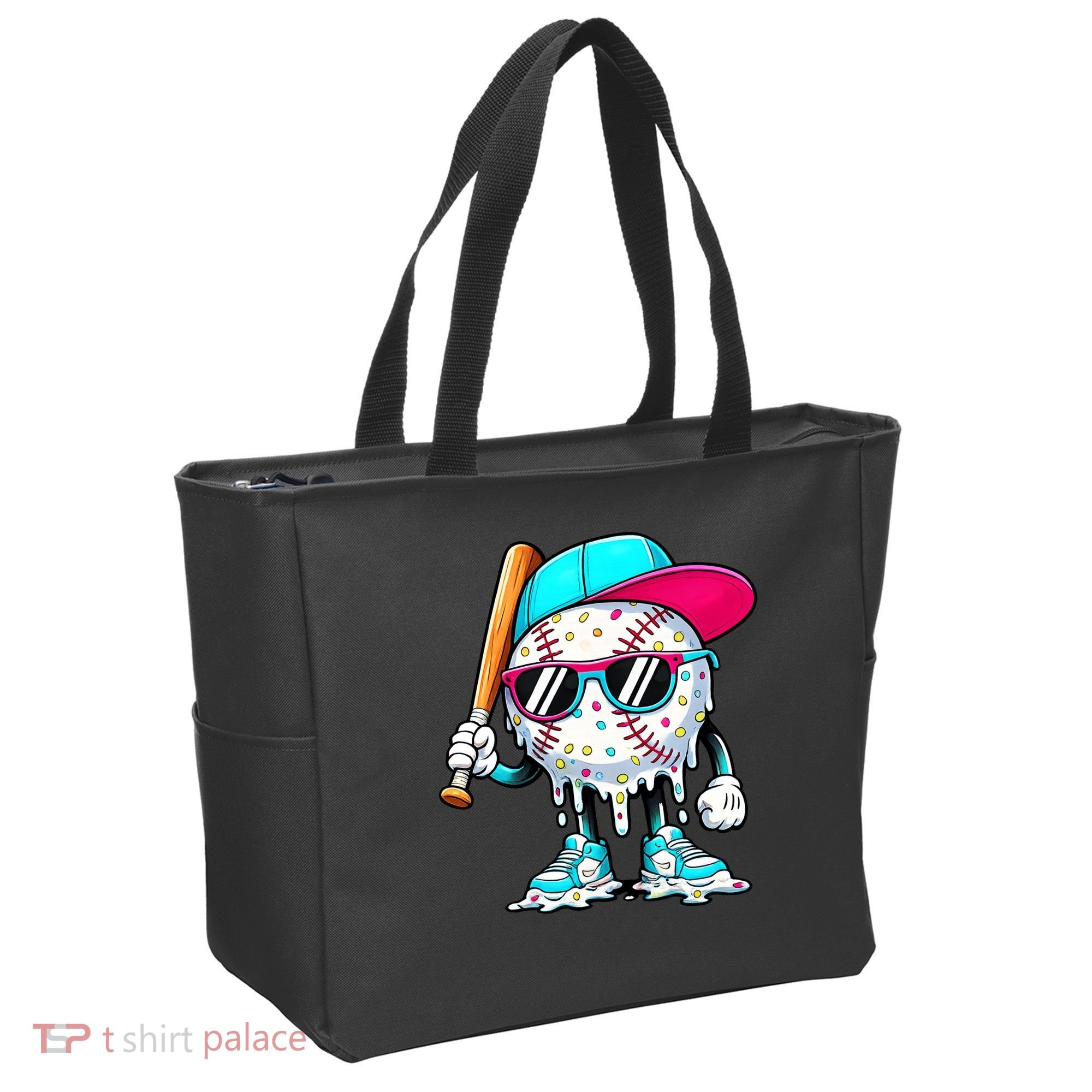 Cool Baseball Life Style Ice Cream Melting Drip Graphic Tote Bag