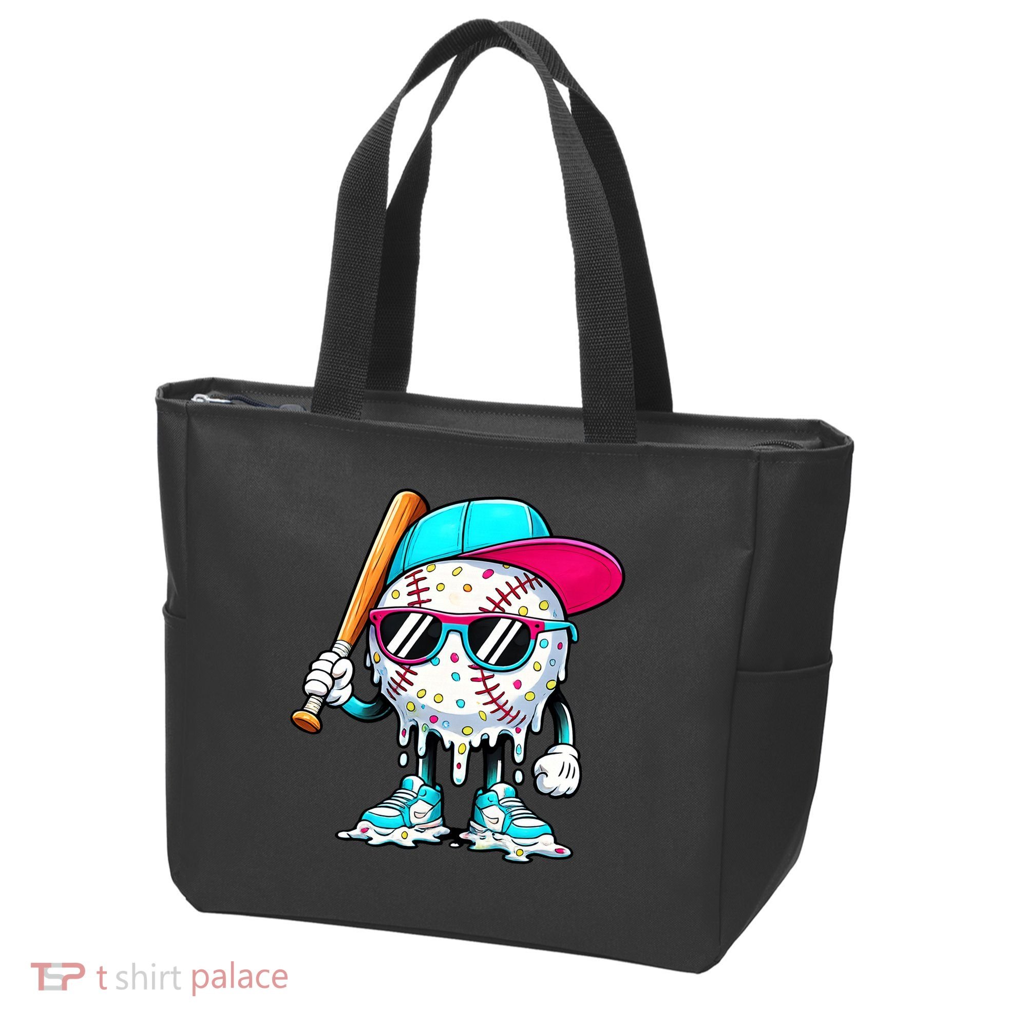 Cool Baseball Life Style Ice Cream Melting Drip Graphic Tote Bag