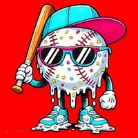 Cool Baseball Life Style Ice Cream Melting Drip Graphic Santa Hat thumb 1