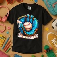 Cool Baseball Lifestyle Drip Ice Cream Kids T-Shirt thumb 3