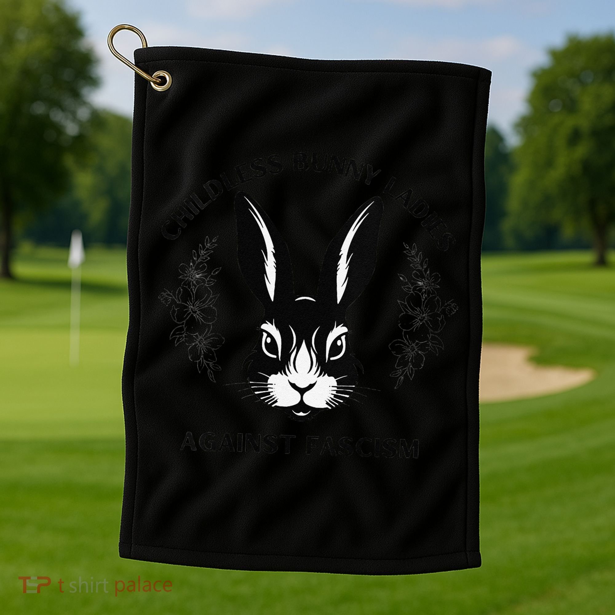 Childless Bunny Lady Rabbit Mom Democrat Vote Blue Golf Towel