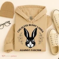 Childless Bunny Lady Rabbit Mom Democrat Vote Blue Hoodie thumb 4