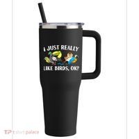 Cool Bird Lover Bird Watcher Nerd Parrot Birds 40oz Vacuum Insulated Stainless Steel Travel Tumbler thumb 0