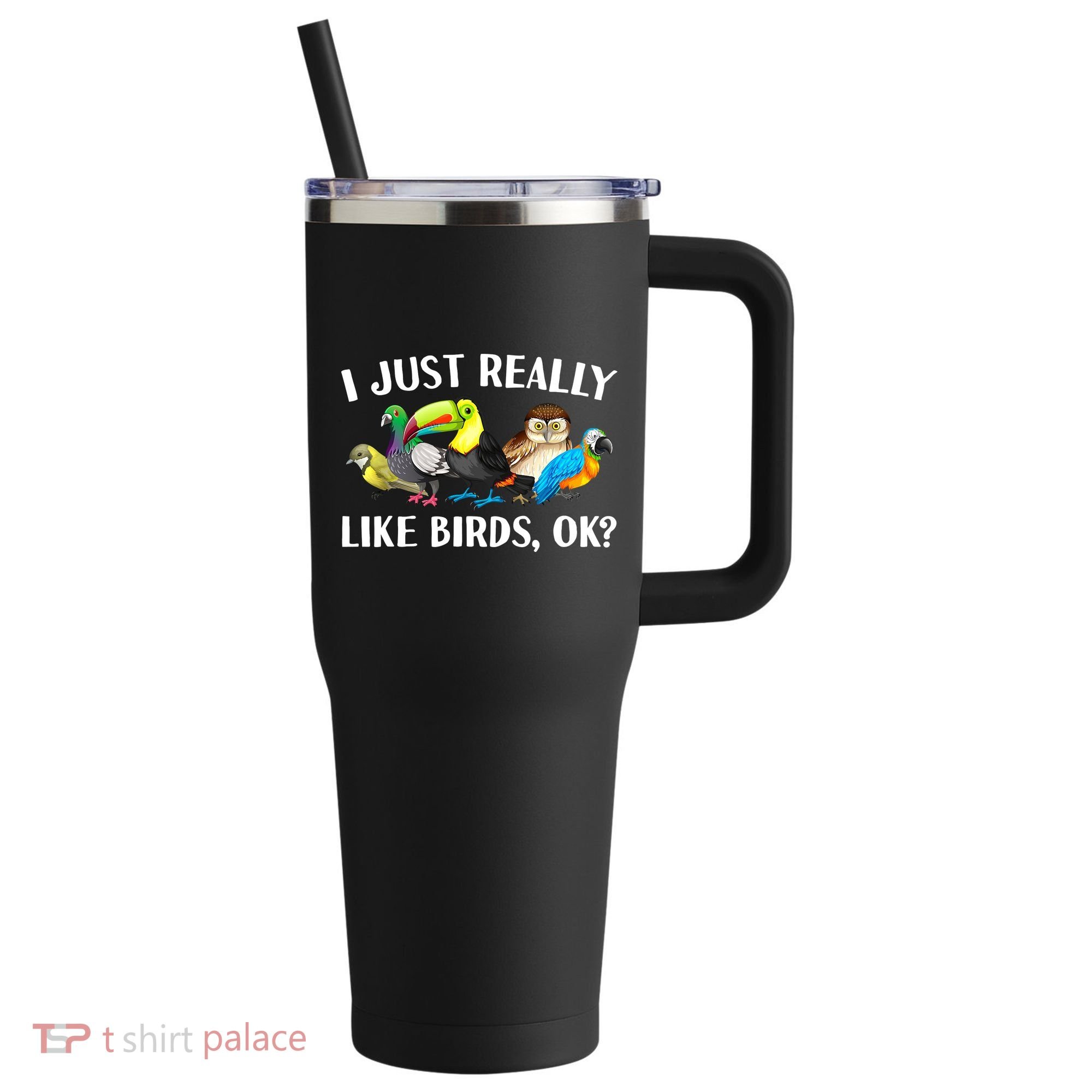 Cool Bird Lover Bird Watcher Nerd Parrot Birds 40oz Vacuum Insulated Stainless Steel Travel Tumbler