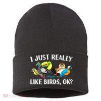 Cool Bird Lover Bird Watcher Nerd Parrot Birds Sustainable Knit Beanie thumb 0