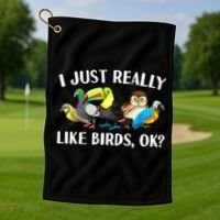 Cool Bird Lover Bird Watcher Nerd Parrot Birds Golf Towel thumb 1