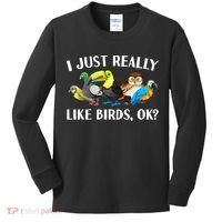 Cool Bird Lover Bird Watcher Nerd Parrot Birds Kids Long Sleeve Shirt thumb 0