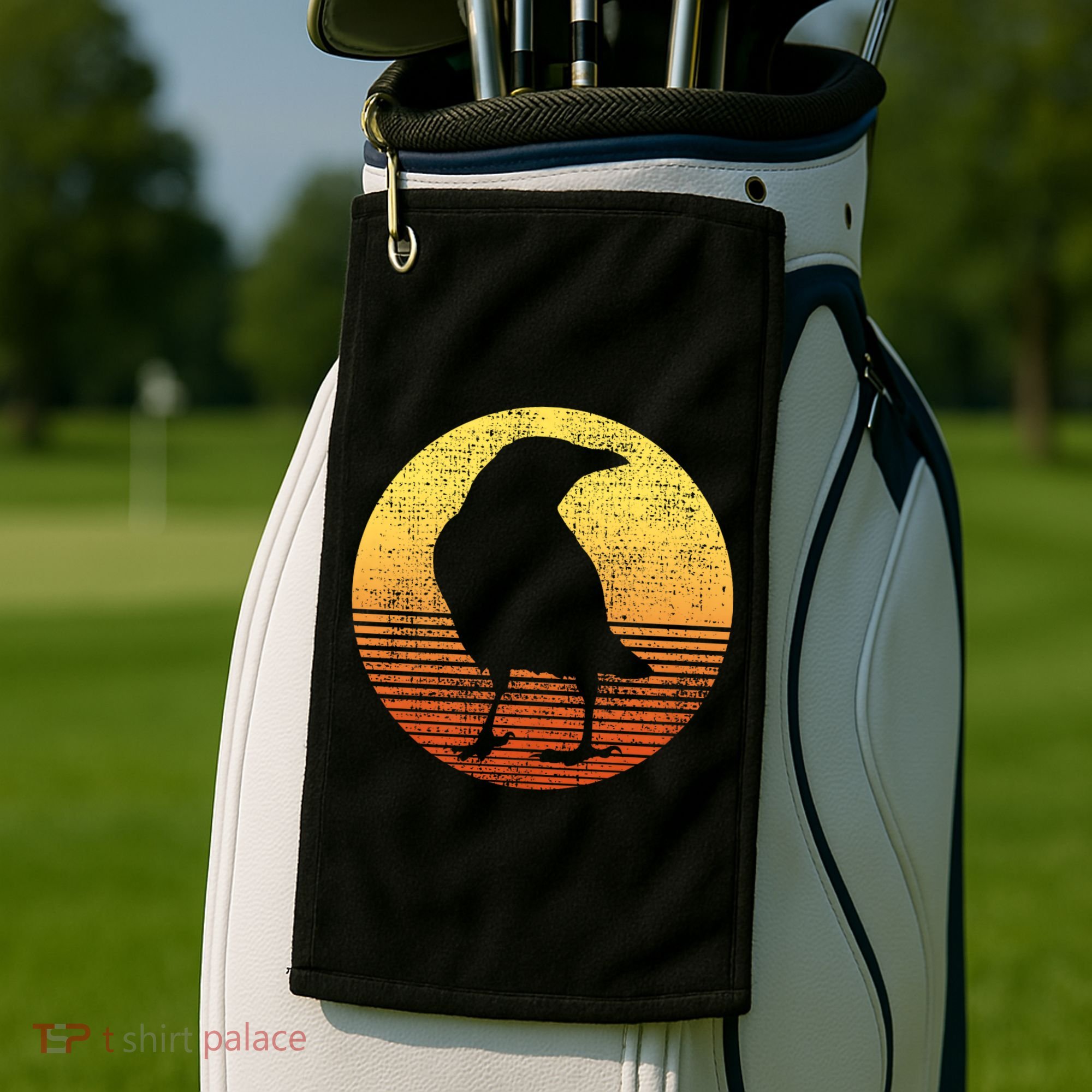 Crow Bird Lover Gift Raven Vintage Golf Towel