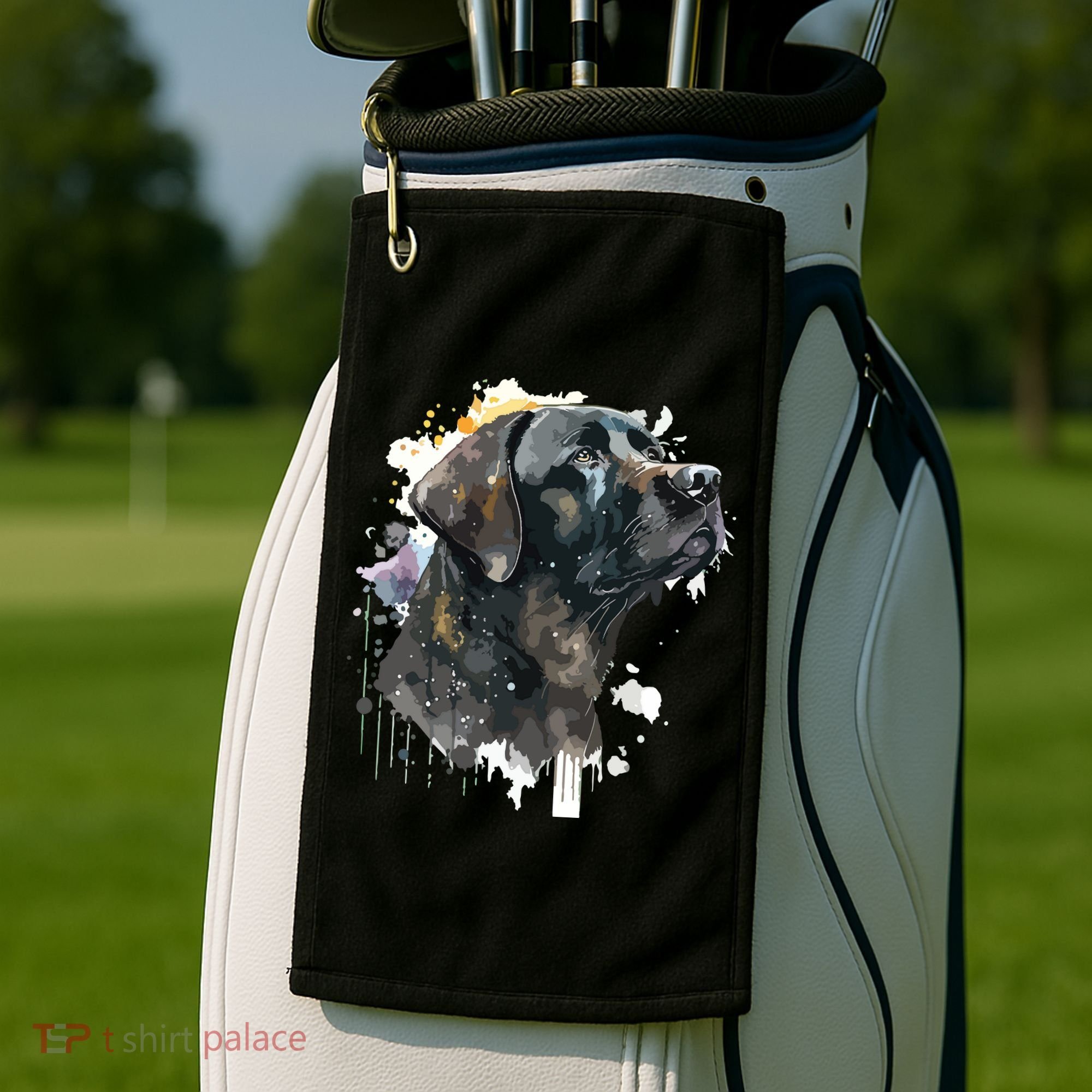 Cute Black Lab Black Labrador Retriever Puppy Dog Mom Animal Golf Towel
