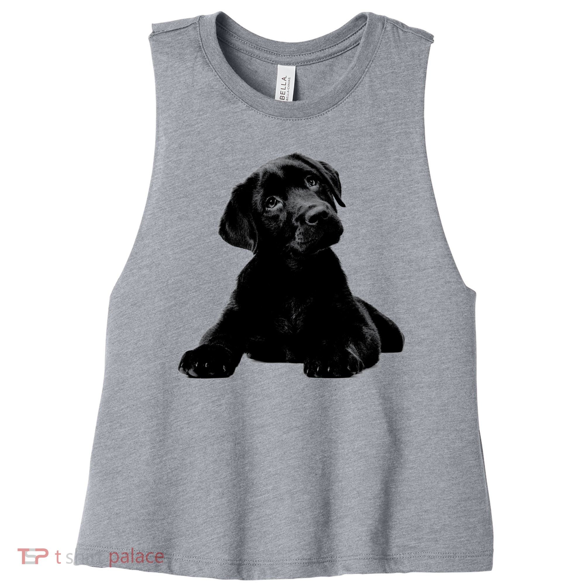 Cute Black Lab Puppy Dog Animal Lover Gift Women's Racerback Cropped Tank