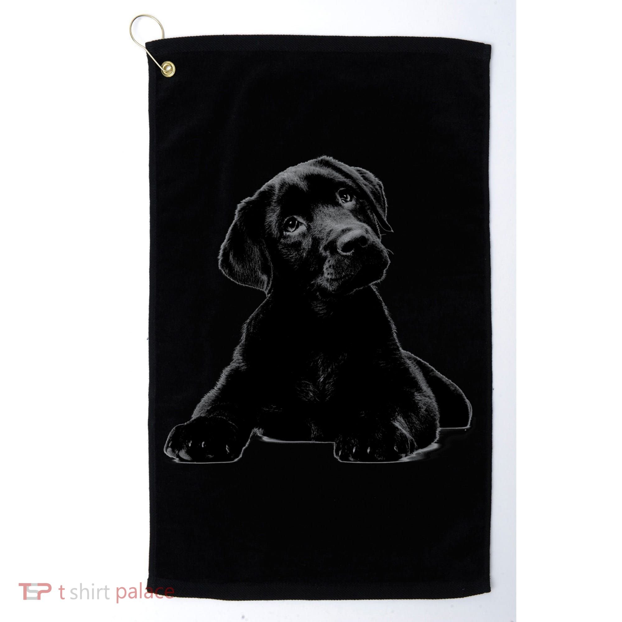 Cute Black Lab Puppy Dog Animal Lover Gift Golf Towel