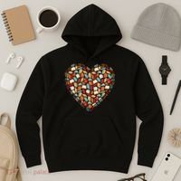 Cute Book Lover Reading Fan Heart Hoodie thumb 3