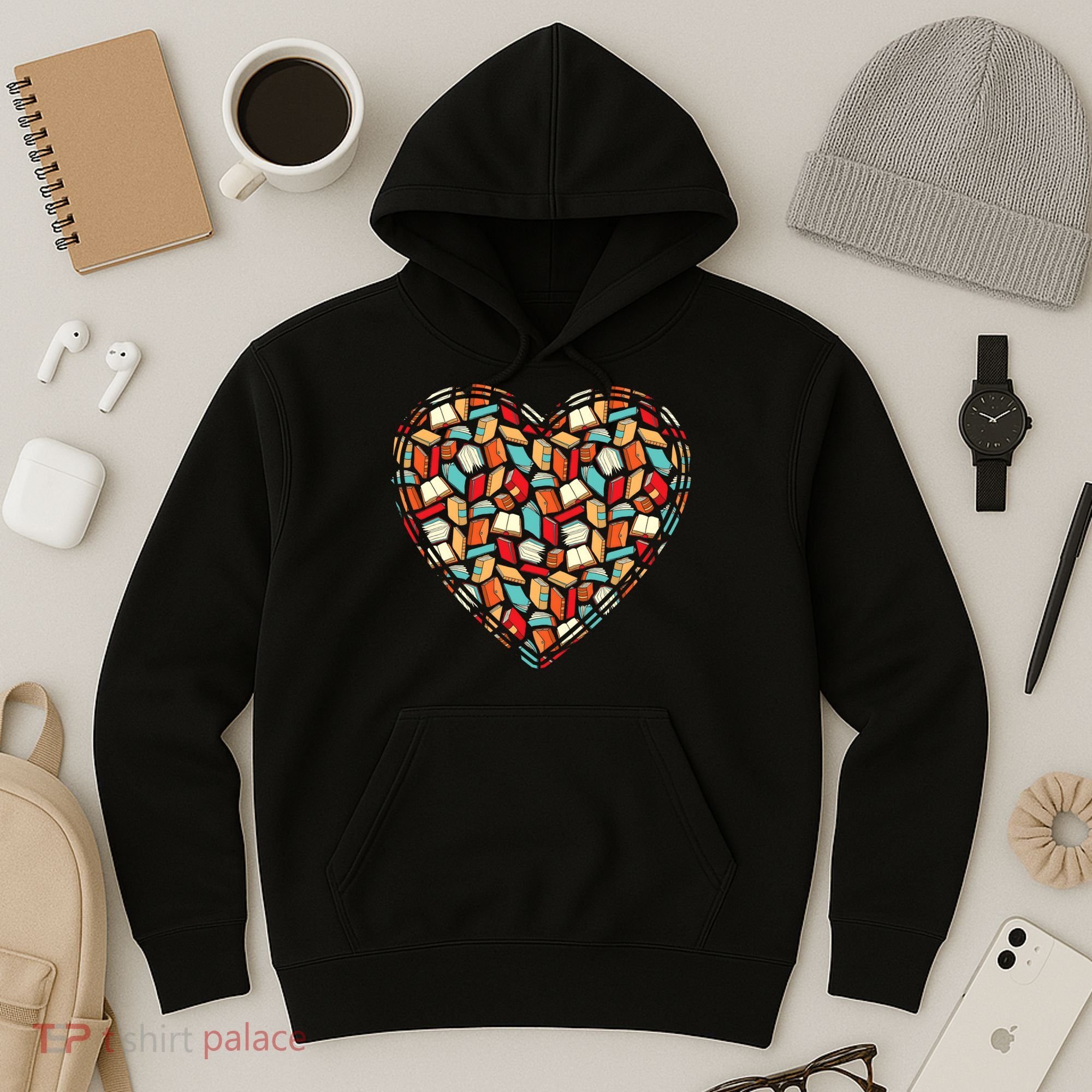 Cute Book Lover Reading Fan Heart Hoodie