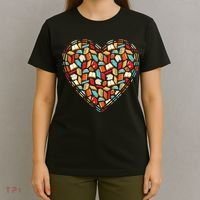 Cute Book Lover Reading Fan Heart T-Shirt thumb 4
