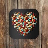 Cute Book Lover Reading Fan Heart Coaster thumb 0