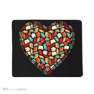 Cute Book Lover Reading Fan Heart Mousepad