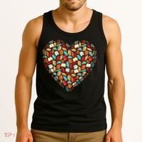 Cute Book Lover Reading Fan Heart Tank Top thumb 3