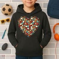 Cute Book Lover Reading Fan Heart Kids Hoodie thumb 2