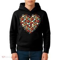 Cute Book Lover Reading Fan Heart Kids Hoodie thumb 4