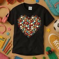 Cute Book Lover Reading Fan Heart Kids T-Shirt thumb 3