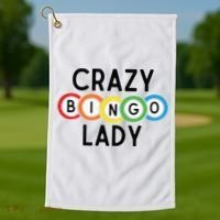Crazy Bingo Lady Golf Towel thumb 1