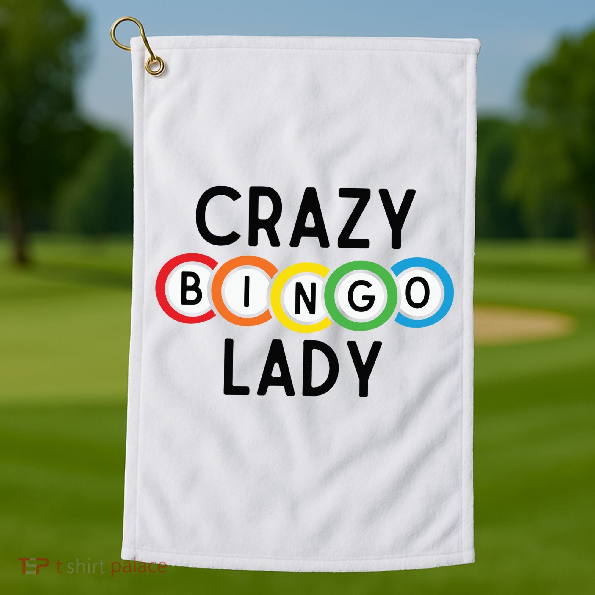 Crazy Bingo Lady Golf Towel
