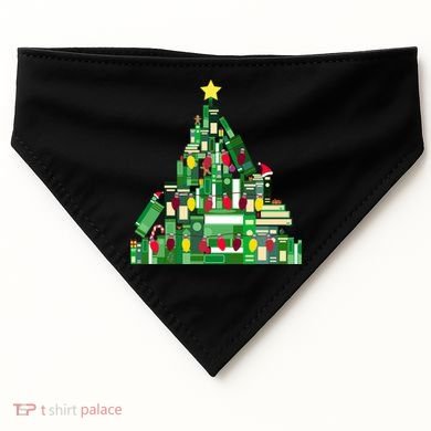 Christmas Book Lover Xmas Tree Reading Nerd Great Gift USA-Made Doggie Bandana