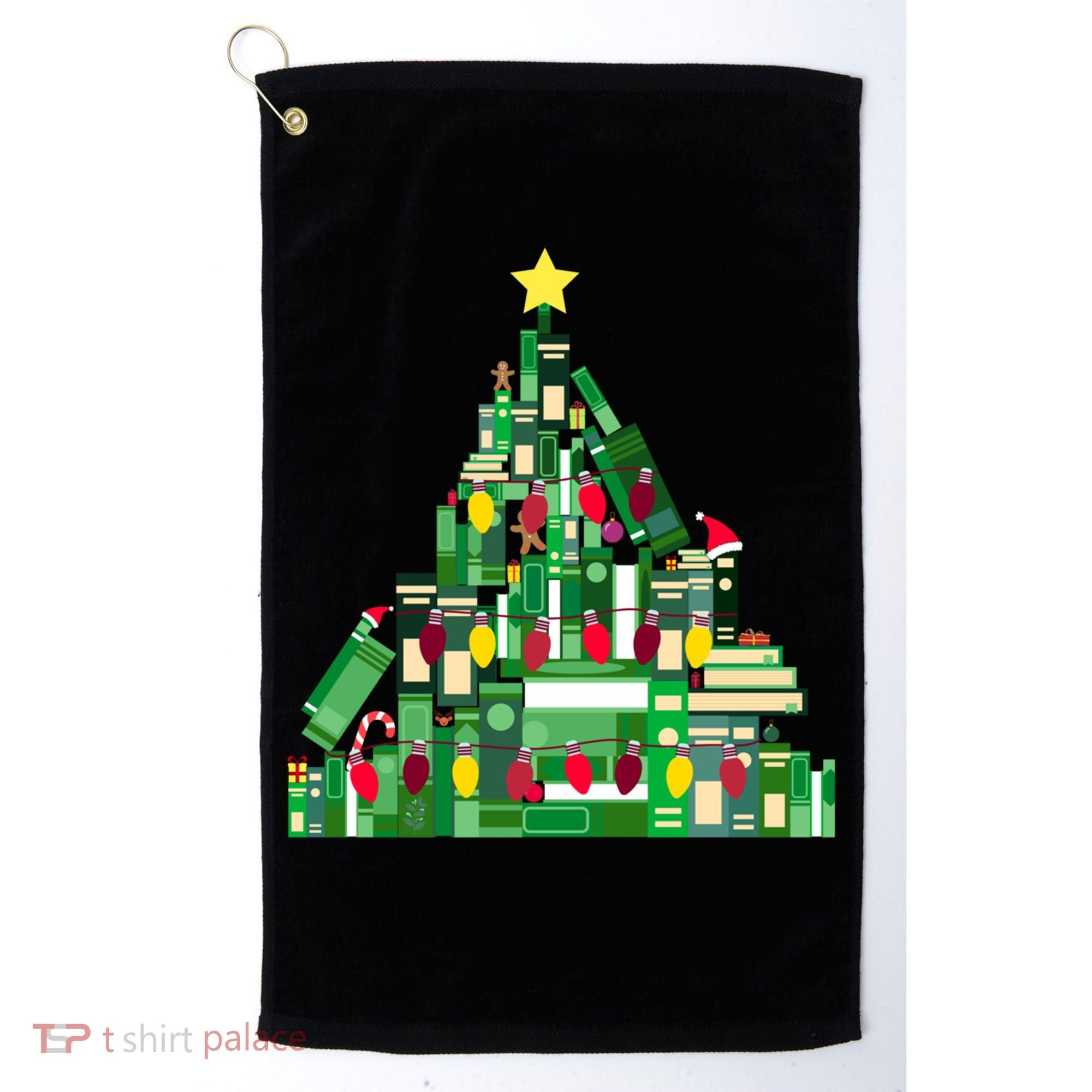 Christmas Book Lover Xmas Tree Reading Nerd Great Gift Golf Towel