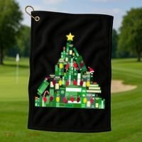 Christmas Book Lover Xmas Tree Reading Nerd Great Gift Golf Towel thumb 1