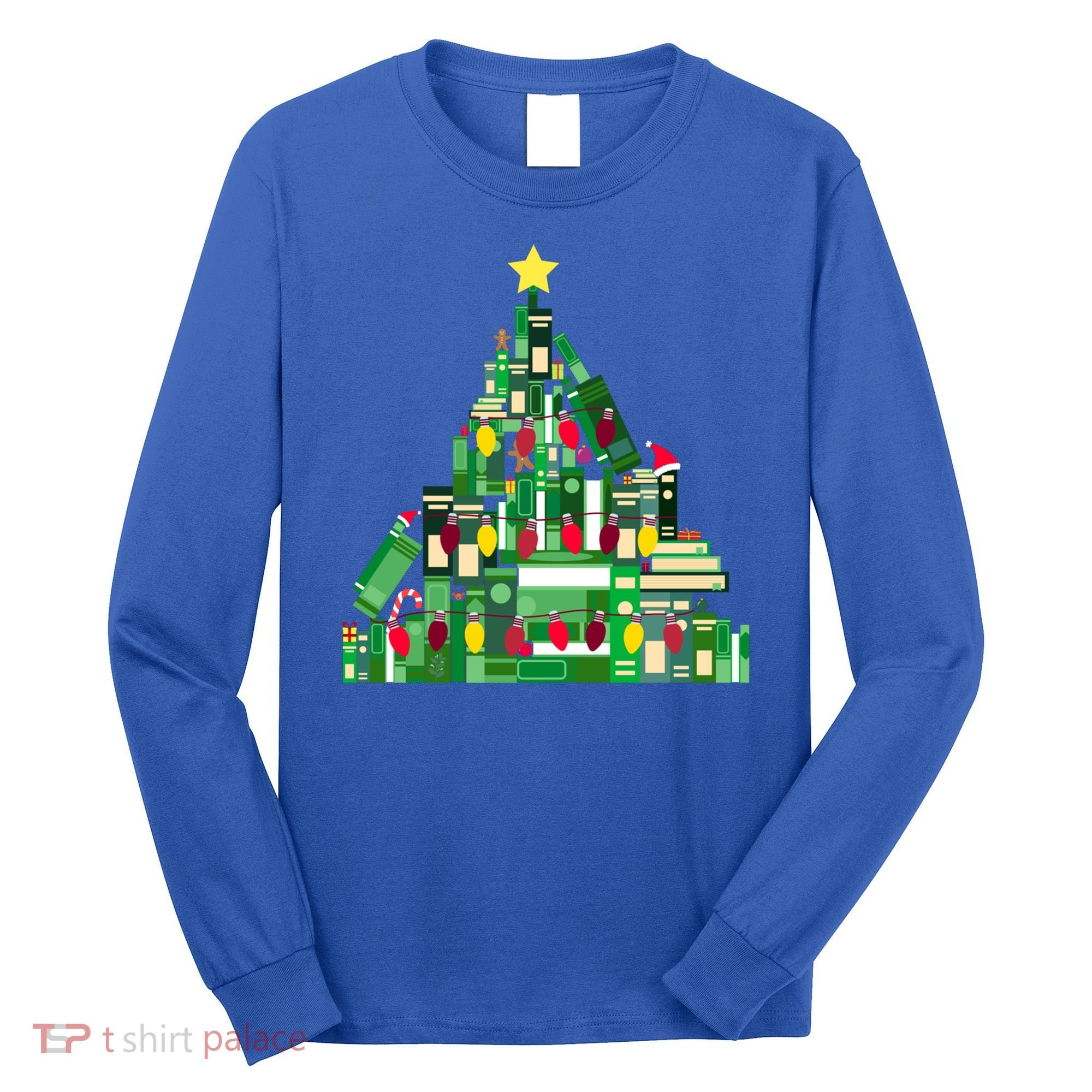 Christmas Book Lover Xmas Tree Reading Nerd Great Gift Long Sleeve Shirt