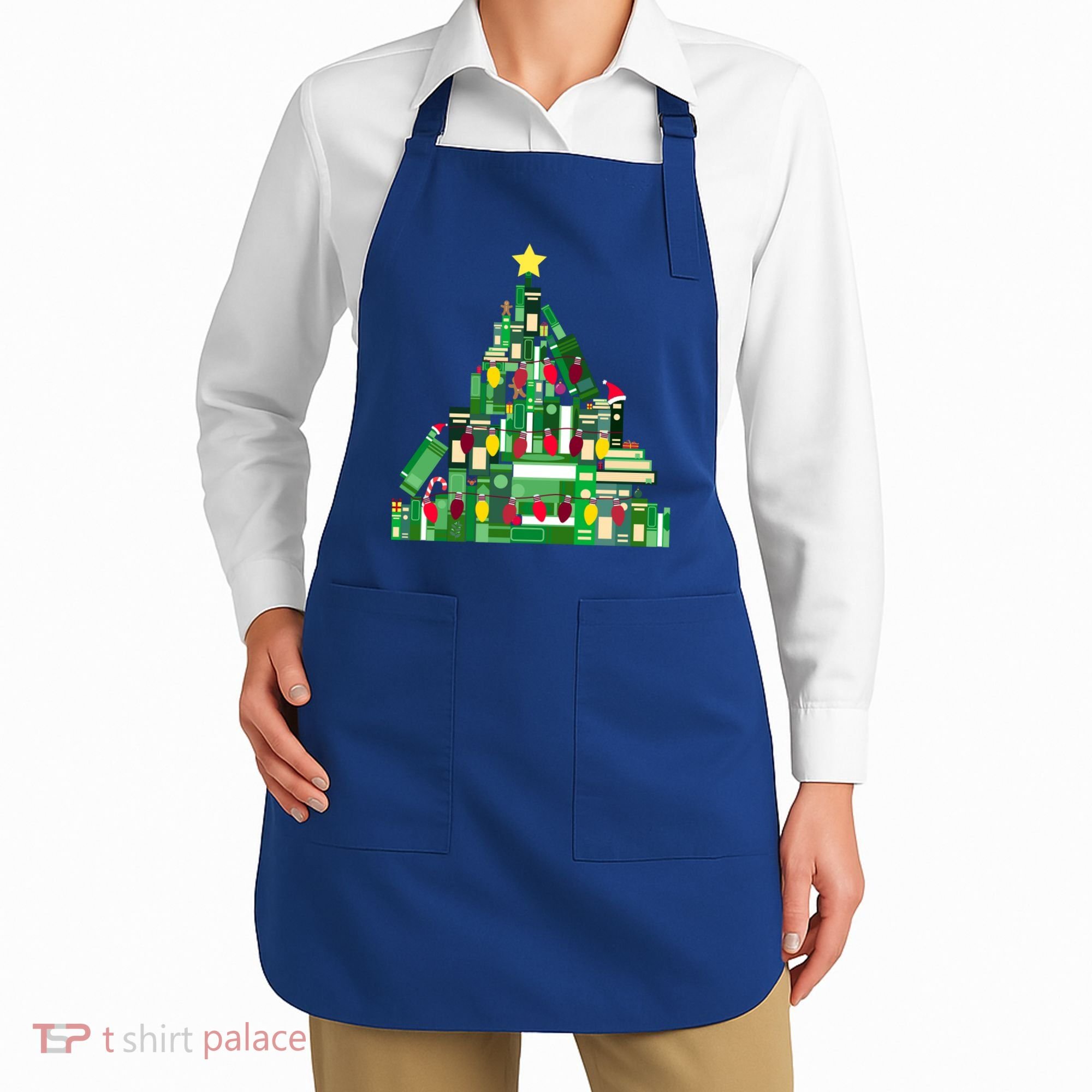 Christmas Book Lover Xmas Tree Reading Nerd Great Gift Apron