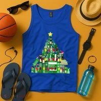 Christmas Book Lover Xmas Tree Reading Nerd Great Gift Tank Top thumb 4