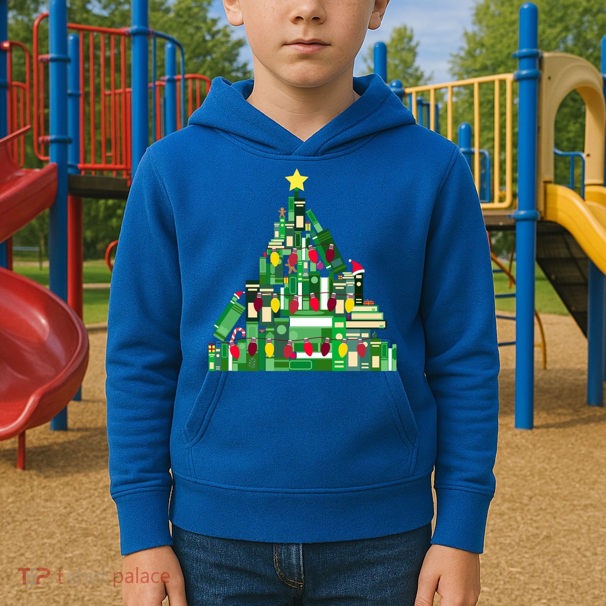 Christmas Book Lover Xmas Tree Reading Nerd Great Gift Kids Hoodie