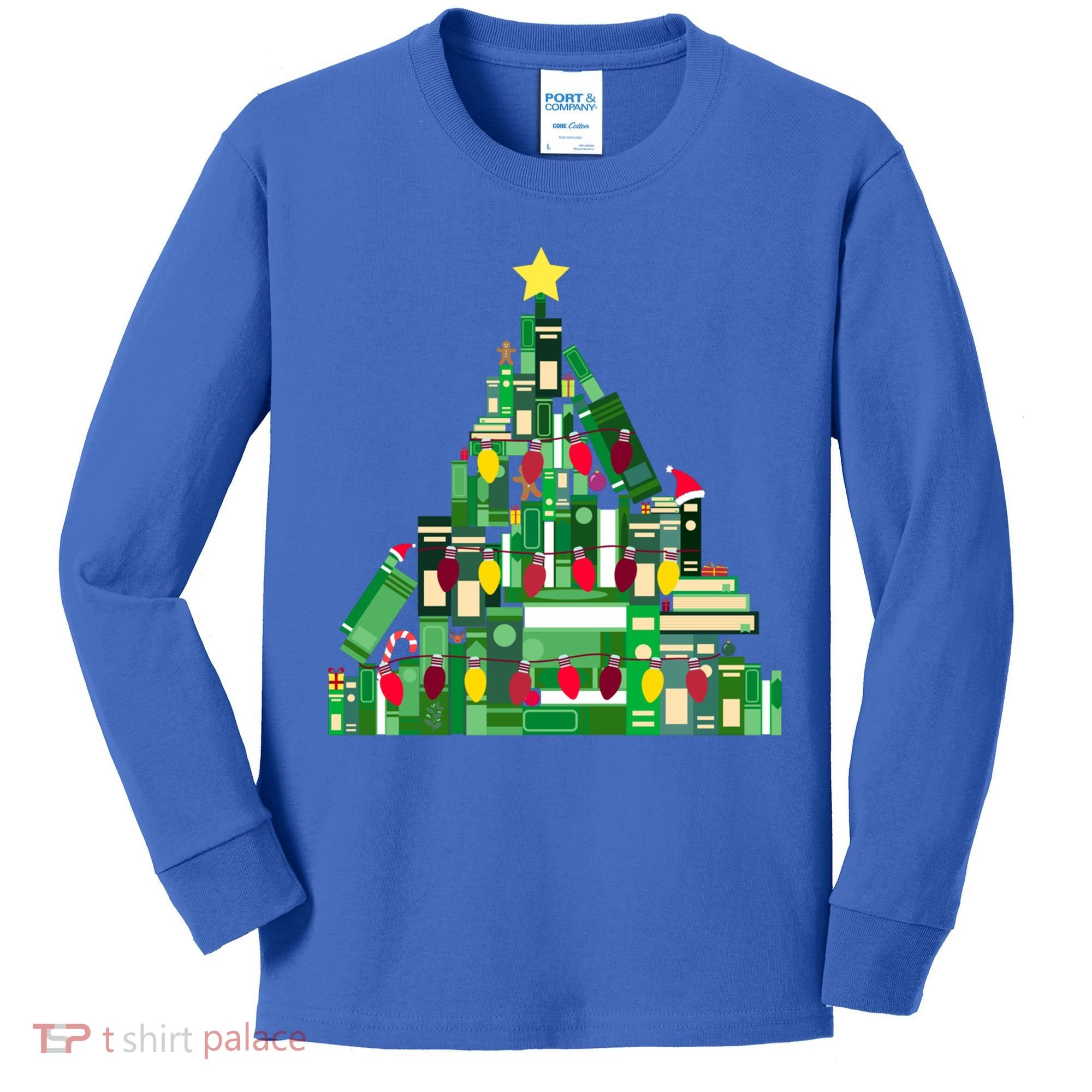 Christmas Book Lover Xmas Tree Reading Nerd Great Gift Kids Long Sleeve Shirt