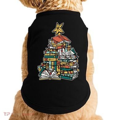 Christmas Book Lover Xmas Tree Reading Nerd Cool Gift Doggie Tank