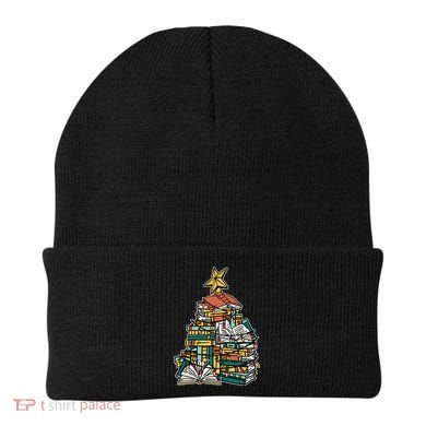 Christmas Book Lover Xmas Tree Reading Nerd Cool Gift Beanie