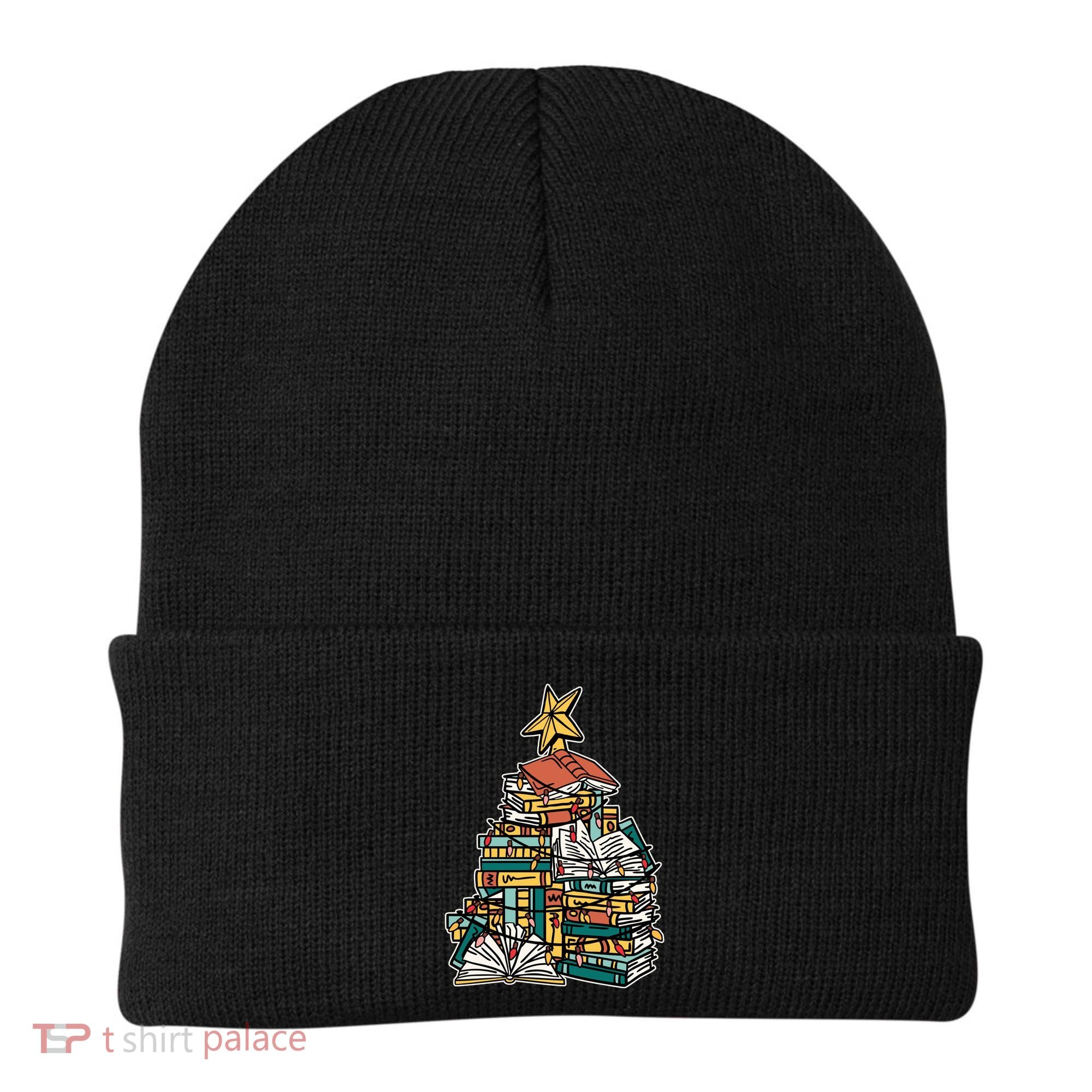 Christmas Book Lover Xmas Tree Reading Nerd Cool Gift Beanie