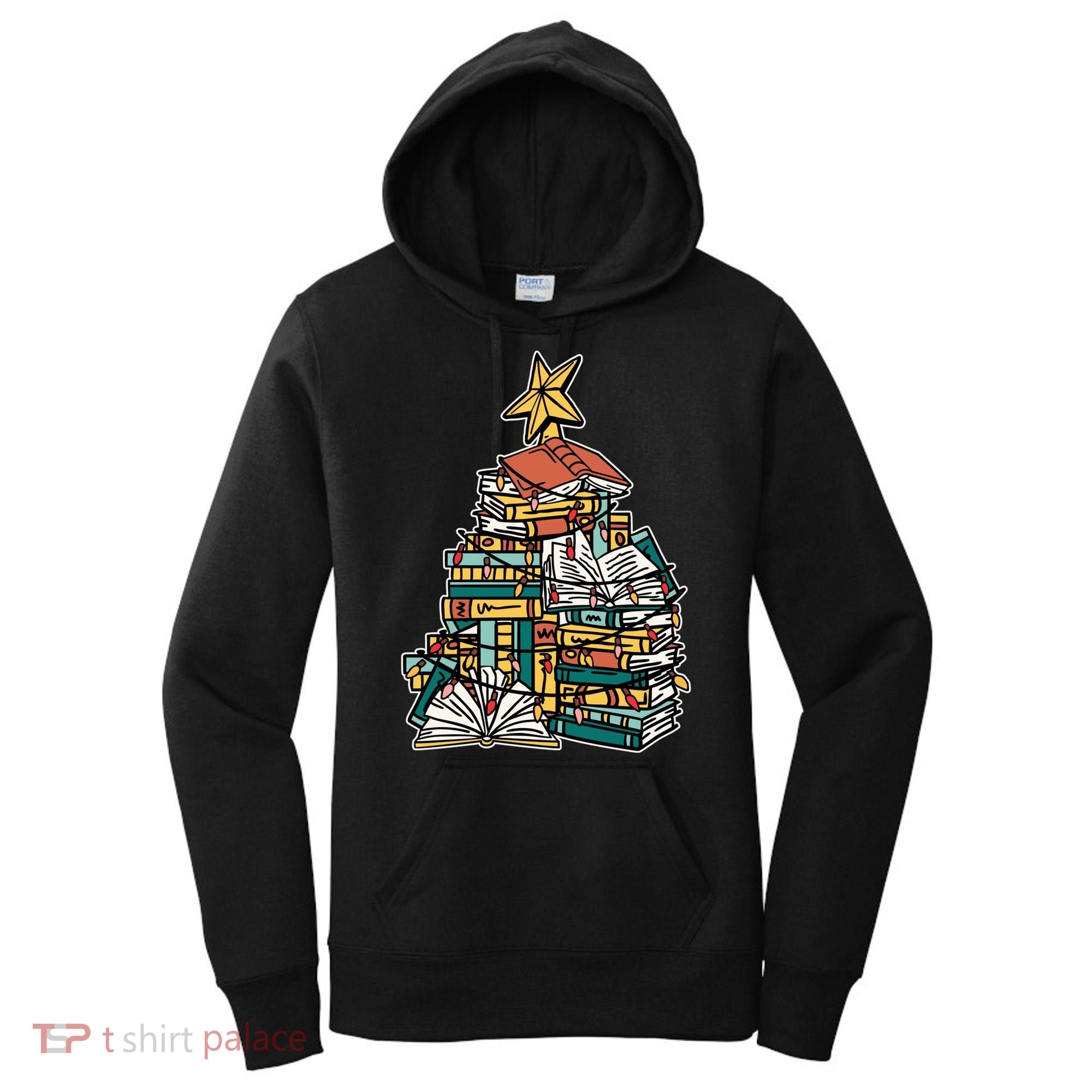 Christmas Book Lover Xmas Tree Reading Nerd Cool Gift Women's Hoodie
