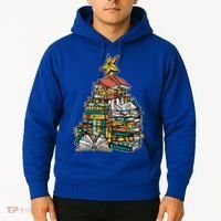 Christmas Book Lover Xmas Tree Reading Nerd Cool Gift Hoodie thumb 2