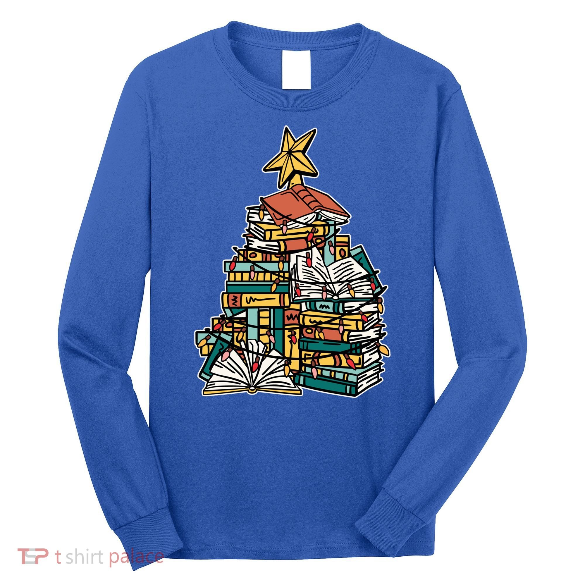 Christmas Book Lover Xmas Tree Reading Nerd Cool Gift Long Sleeve Shirt