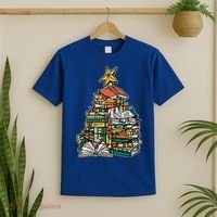 Christmas Book Lover Xmas Tree Reading Nerd Cool Gift T-Shirt thumb 2