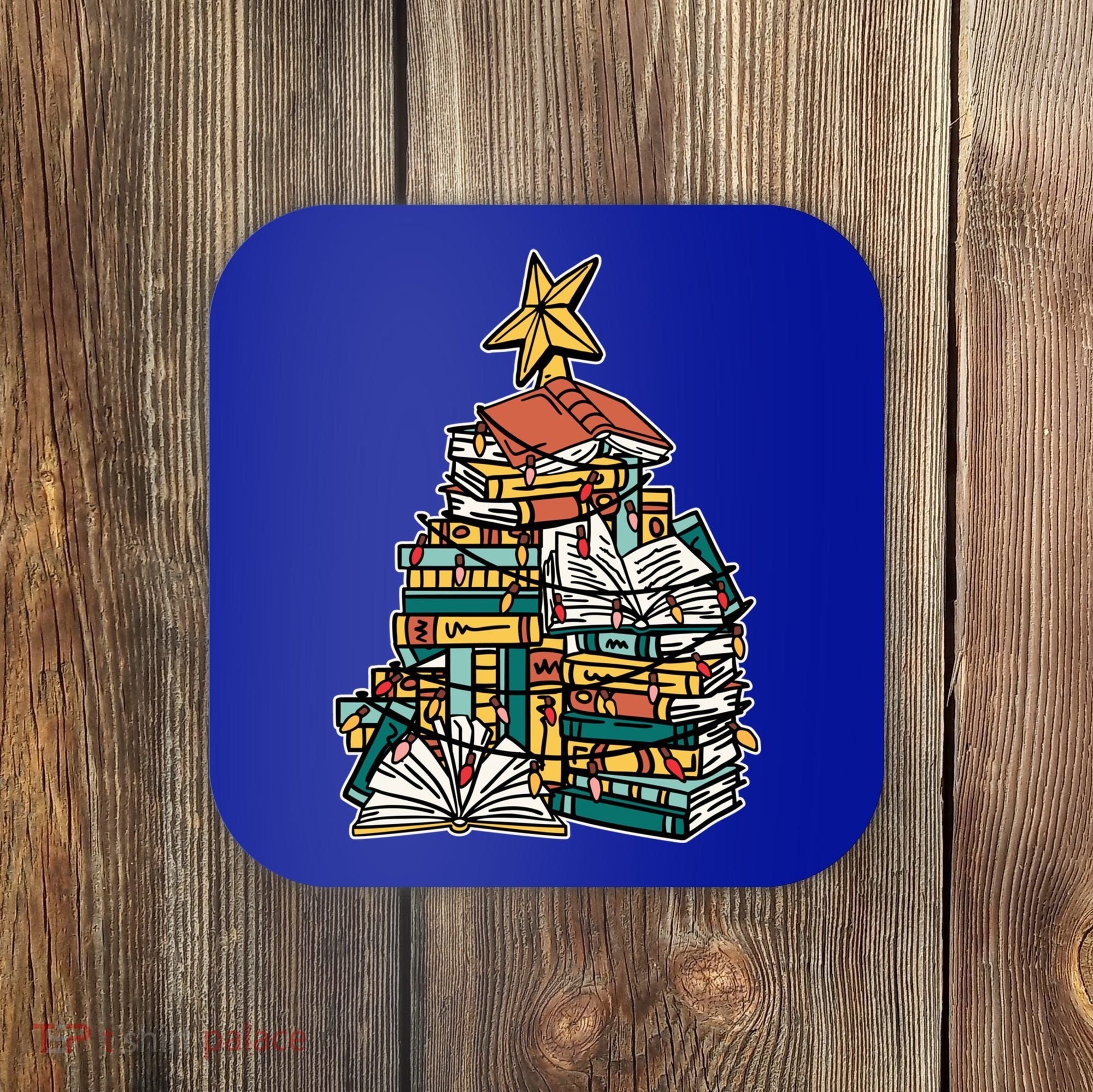 Christmas Book Lover Xmas Tree Reading Nerd Cool Gift Coaster