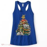 Christmas Book Lover Xmas Tree Reading Nerd Cool Gift Women's Tank Top thumb 0