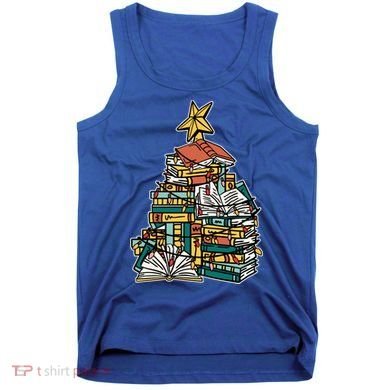 Christmas Book Lover Xmas Tree Reading Nerd Cool Gift Tank Top